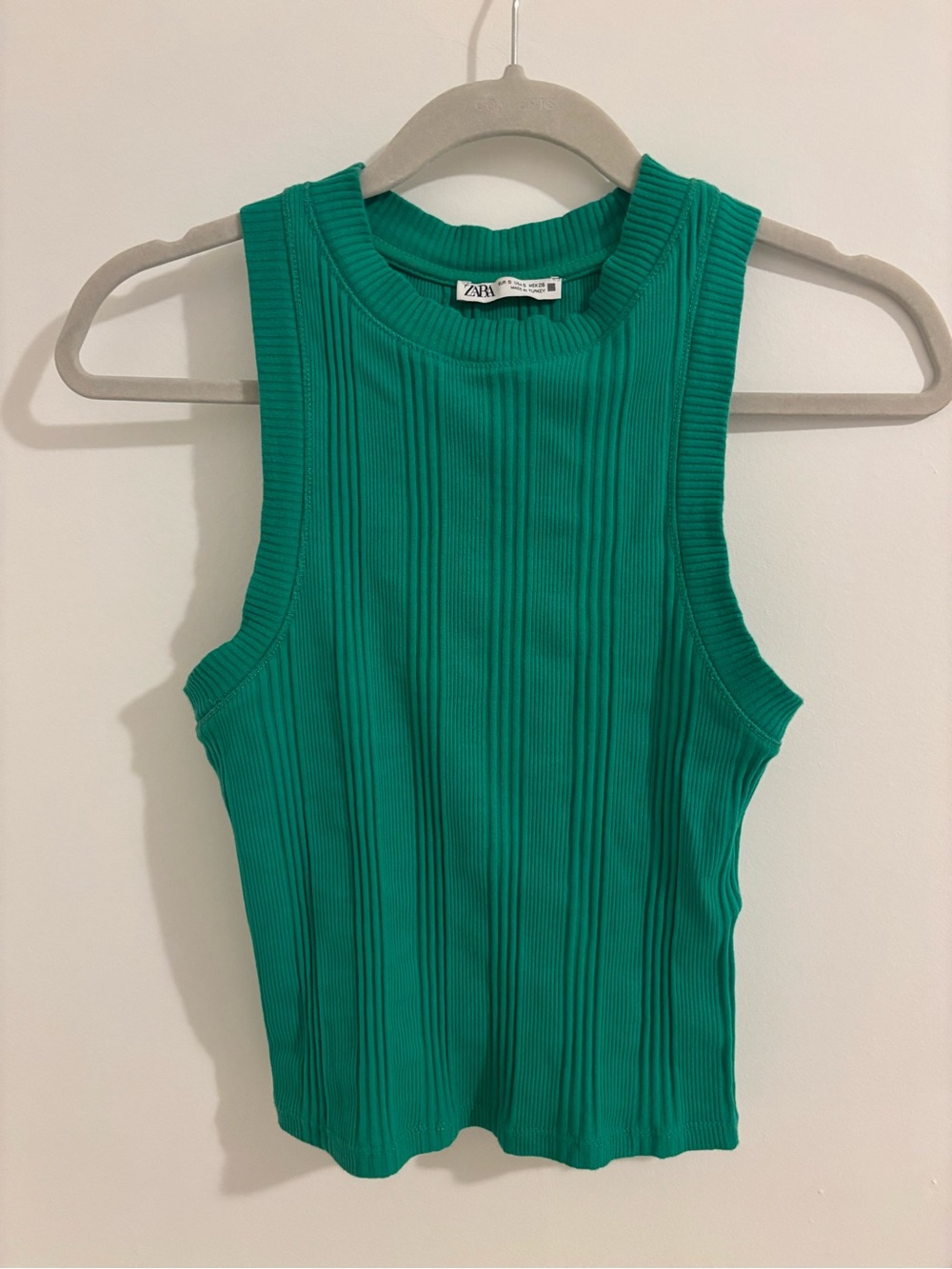 Zara Teal Ribbed Sleeveless Tank Top